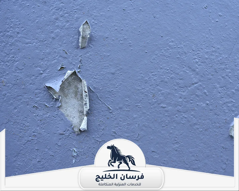 جدار يحتاج إلى معالجة الرطوبة في عجمان بعد تقشر أجزاء من الطلاء.